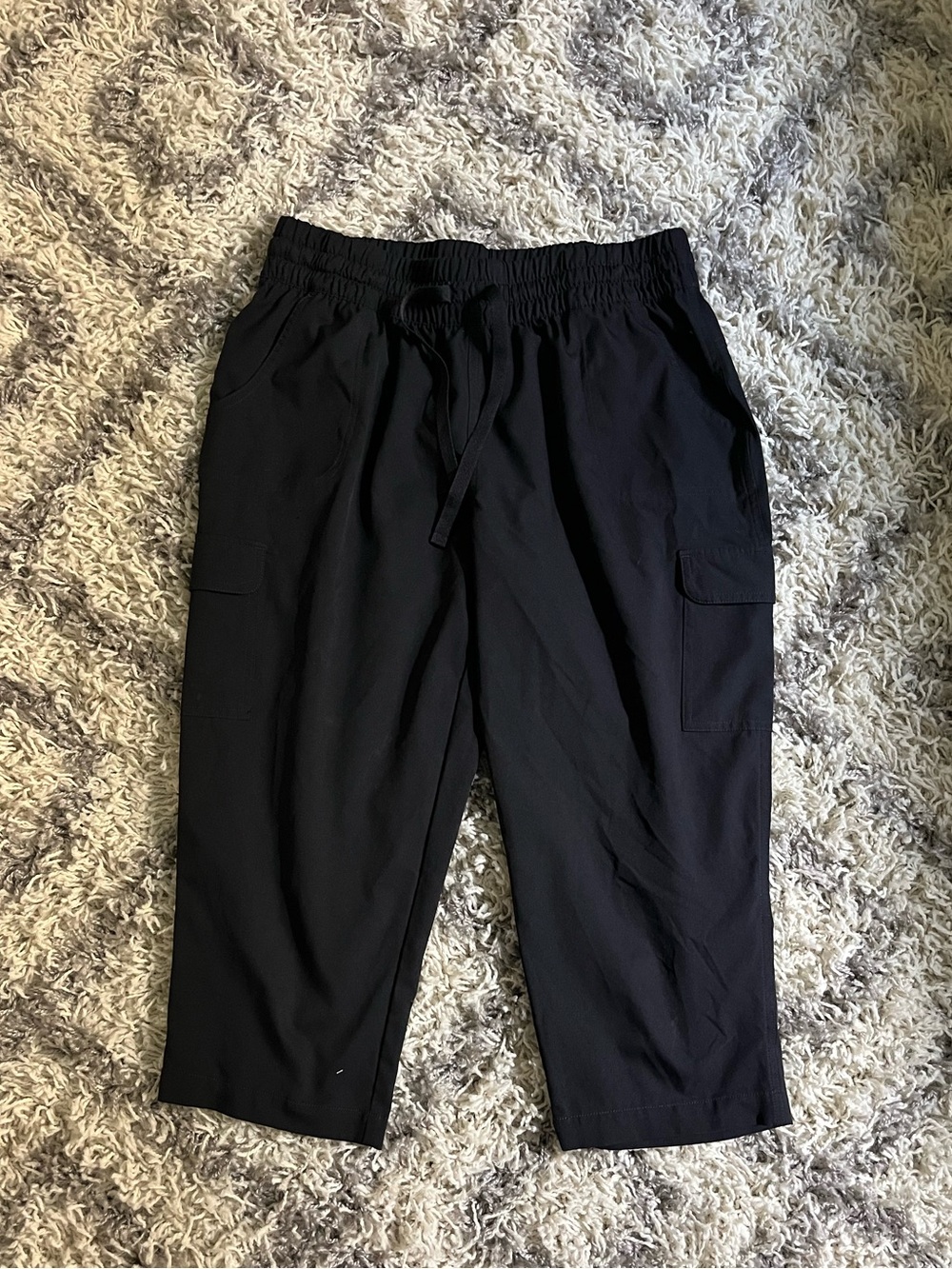 Women’s Black Elastic-Waist Cargo Pants